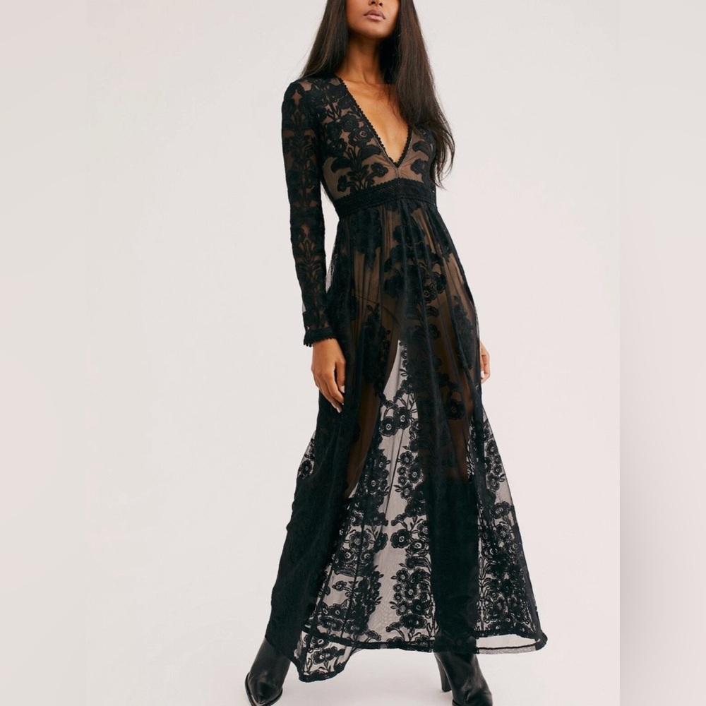 NWT! For Love And Lemons Temecula Onyx Lace Maxi Dress